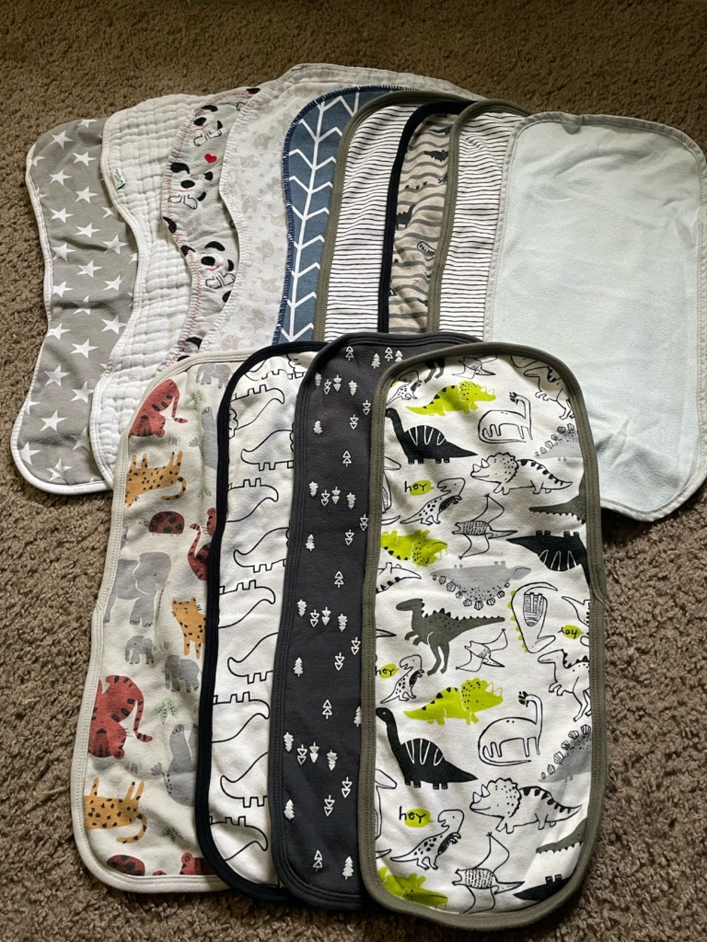 Boy baby burp rag cloths, 13 pcs